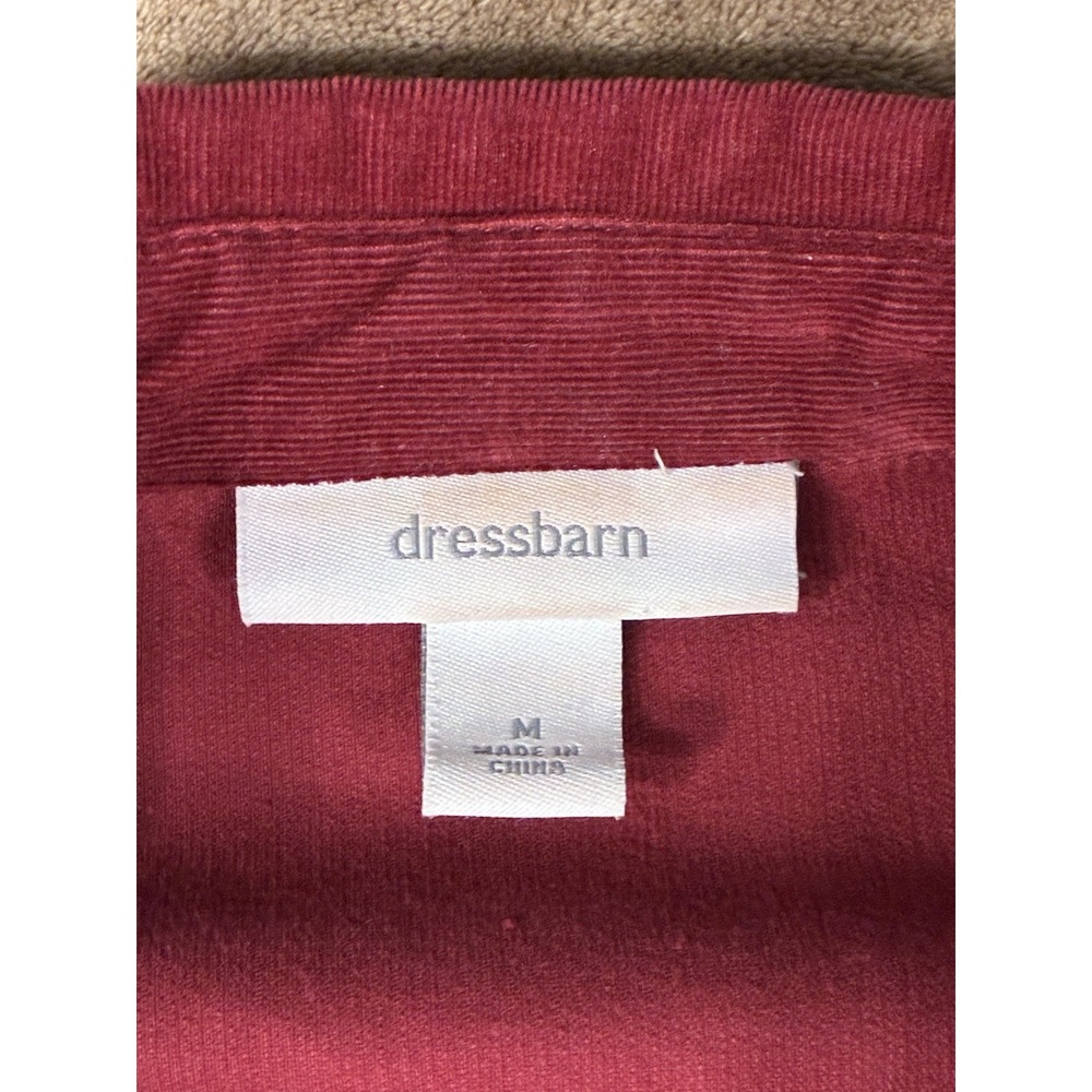 VTG Y2K Womens Burgundy Corduroy Shacket Snap Closure Top Cranberry Red Medium - Picture 3 of 13